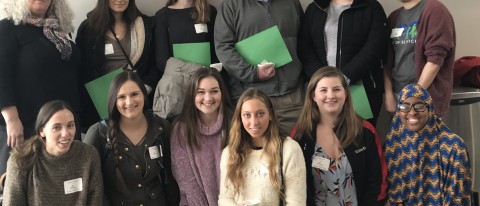 Front row, L-R: Brianna Coviello, Emily Cote, Grace Farrington, Hannah Christian, Emily Mott, Sahra Hassan; Back row, L-R: Linda