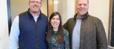 Former members of the Portland Pirates' management team Brad Church and Ron Cain with Aimee Vlachos