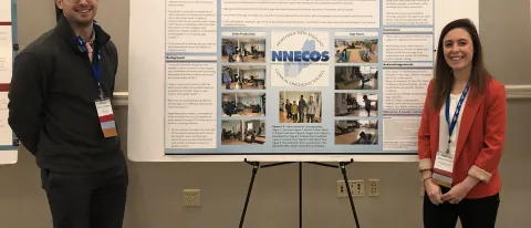 UNE students Andrew Chongaway and Alyssa Deardorff displayed their poster and gave a presentation at the NNECOS spring meeting