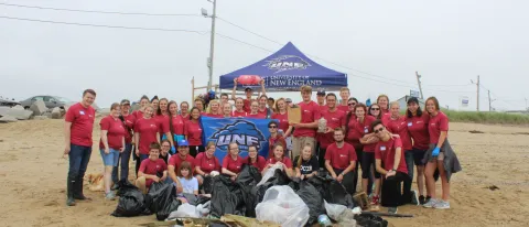 UNE students volunteered at Camp Ellis during International Coastal Cleanup Day 