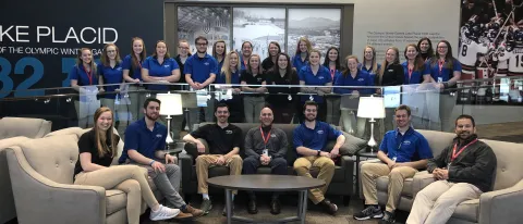 UNE students and faculty from the Athletic Training and Applied Exercise Science programs gather together at the U.S. Olympic Tr