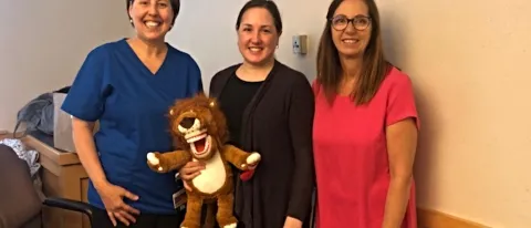 Southern Maine Health Care nurse Janice Lessard with UNE's Rachel King and Susan Patoine