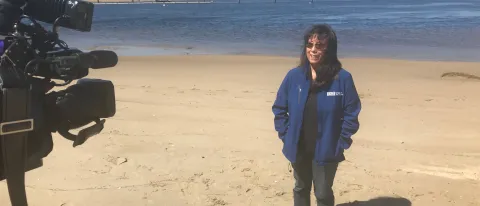 Kathryn Ono being interviewed on Freddy Beach