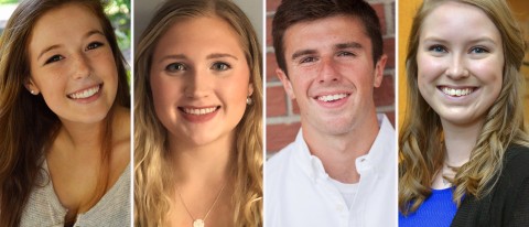 UNE’s latest cohort of Daniel Hanley Center Undergraduates: (L-R) Jaime Coyle, Karli Theberge, Daniel Good and Kayla Goggin