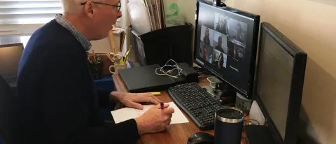 Tom Meuser, along with other faculty and student volunteers, is hosting sessions to connect older adults online