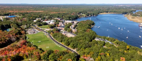 Aerial photo of UNE's Biddeford Campus