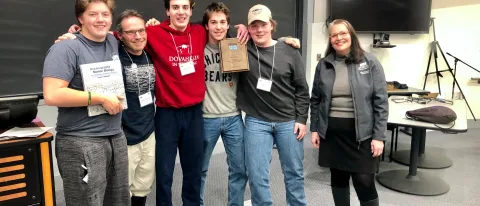 Nor'easter Bowl winning team from Belfast High School with Associate Provost for Research and Scholarship Karen Houseknecht