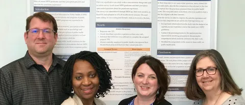 L-R: Richard Parent, Titilola Balogun, Brianna Parsons and Sharla Willis with the poster results of their CETL mini-grant-funded