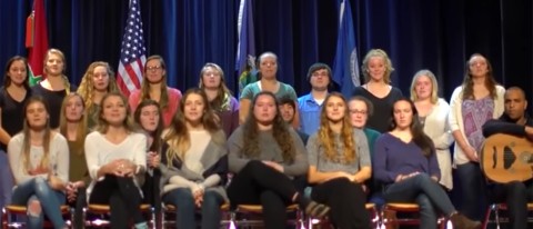 UNE Tangier, Morocco Campus students sing the national anthem
