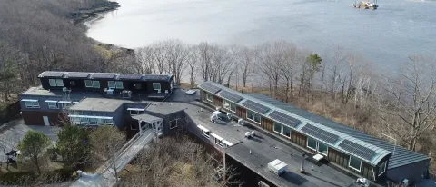 A new solar array on the Marine Science Center is made up of 54 panels