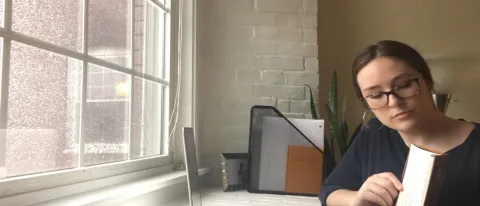 Noelle Nee is teaching students online in her role as a long-term substitute teacher in Old Orchard Beach
