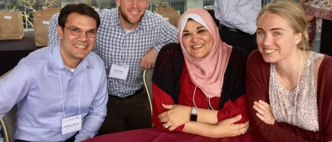 UNE Planetary Health Steering Committee members Charles Tilburg, Zach Miller-Hope, Hywda Arafat and Collyn Baeder