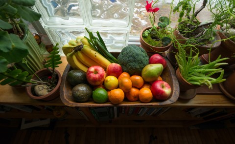 a bowl of fruits and vegetables