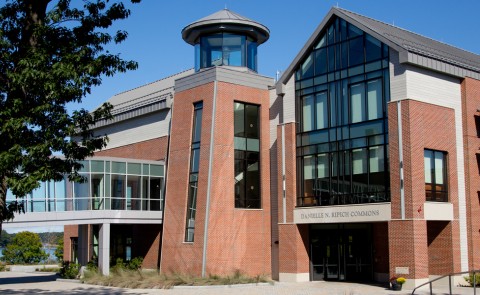 exterior view of the danielle ripich commons on the biddeford campus