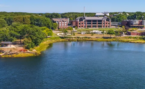An aerial view of the Biddeford Campus