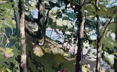 Image of painting, "Island's Edge," 24" x 36", oil on canvas