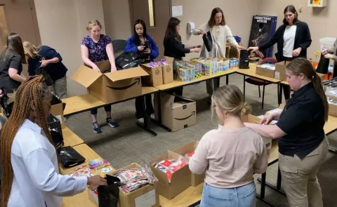 Students assemble harm reduction kits at the Cumberland County Jail