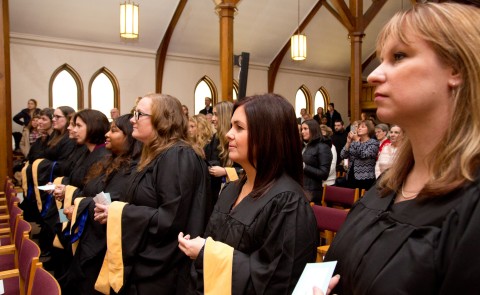 Students from UNE's online MSW program attend graduation in December 2016