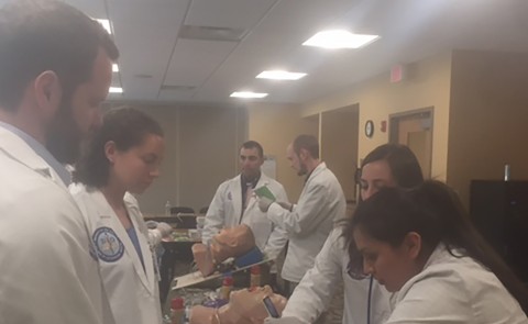 Students perform a clinical simulation exercise at The Aroostook Medical Center in Presque Isle