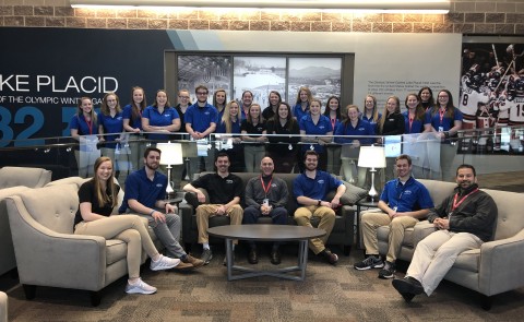 UNE students and faculty from the Athletic Training and Applied Exercise Science programs gather together at the U.S. Olympic Tr