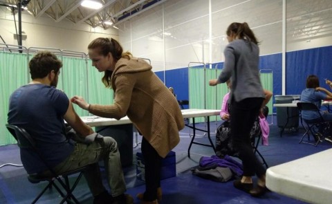 UNE health professions students dispensed nearly 300 vaccines during an on-campus clinic