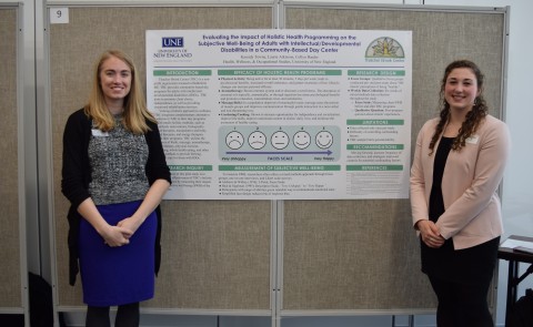 Assistant Clinical Professor Collyn Baeder (left) and Kassidy Towne '18 present at the 2018 HWOS Day of Scholarship.