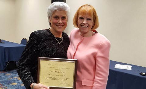 Marilyn Gugliucci (left) poses with Betsy Sprouse, the lead nominator for the Tibbitts Award, which Gugliucci received at the an