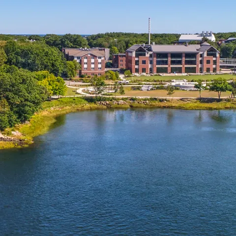 An aerial view of the Biddeford Campus
