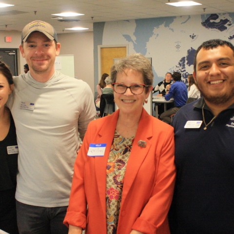 students and faculty at vital signs screening event