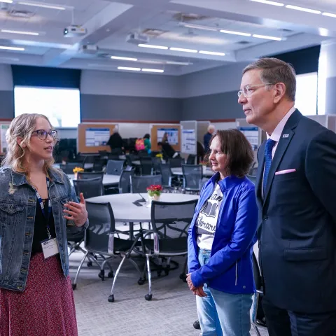 Students present research to president James Herbert