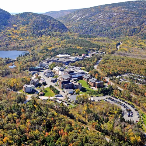Aerial image of the Jackson Laboratory in Bar Harbor, Maine