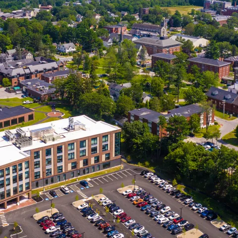 Cropped 2025 aerial of UNE's Portland Campus for the Health Sciences