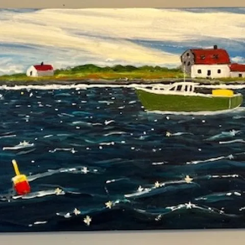 Work by artist Kathy Schoyer on display at UNE Campus Center through January 19 