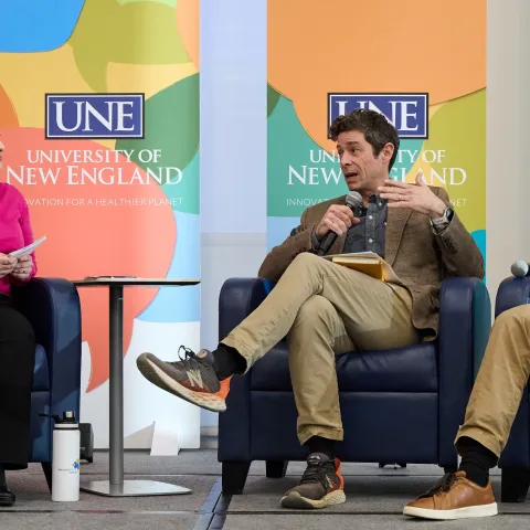 The University of New England hosted its bi-annual President's Forum Monday, April 6, at the Harold Alfond Forum in Biddeford, bringing together faculty, staff students, and members of the larger Biddeford community to examine how American higher education became a flashpoint in the nation's culture wars — and what it might take to reclaim its footing.