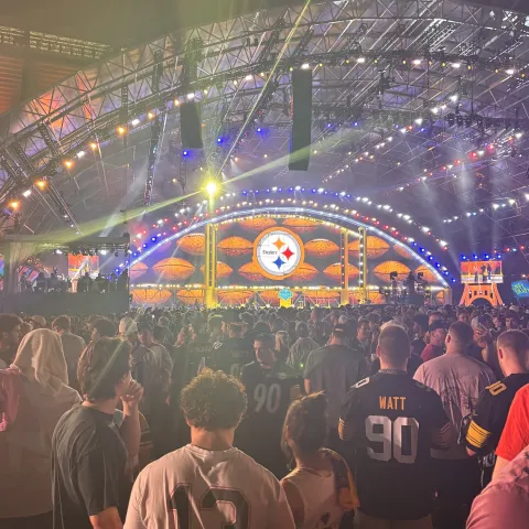 Six UNE students went to work at the NFL Draft in 2026.
