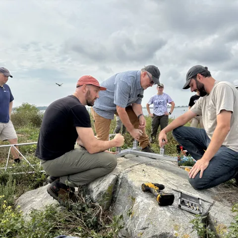 UNE researchers install wave radar to track spur jetty’s impact on Saco’s Camp Ellis