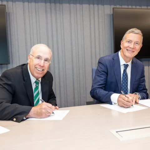 UNE President James Herbert and Babson College President Stephen Spinelli Jr.