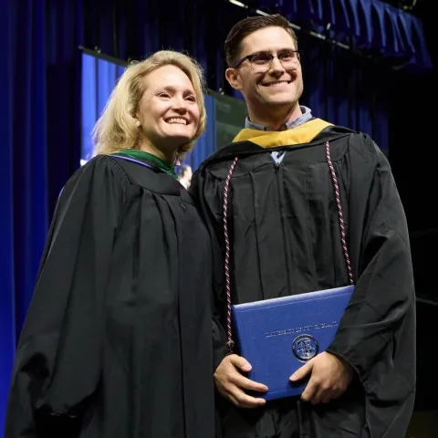 Portrait of Brendan Mercier and a Physician Assistant professor