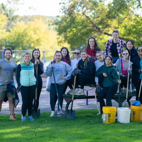 UNE medical students give back to Biddeford with park cleanup “legacy event”