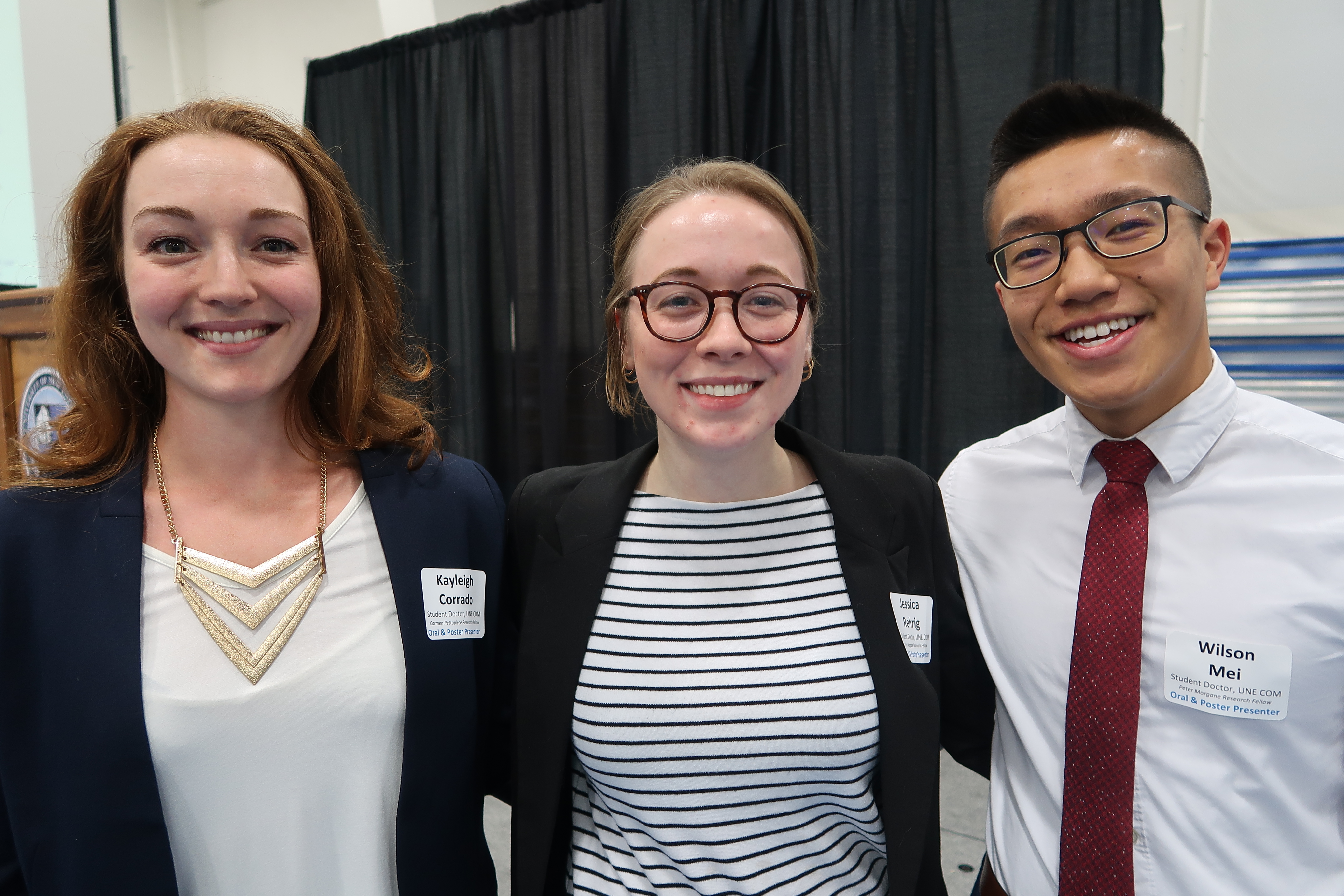 Student doctors Kaleigh Corrado, Jessica Rehrig and Wilson Mei made oral presentations at the COM forum